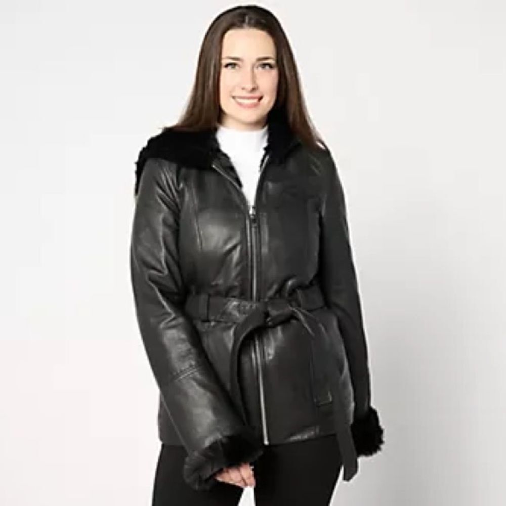 Women’s Wilsons Leather Genevieve Belted Leather Jacket Sz L